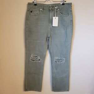 KanCan Jeans Size 11/29 Junior's Ultra High Rise 90s Straight Green Denim NWT